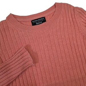 Banana Republic Womens S Filpucci Wool Cashmere Ribbed Pullover Sweater Coral
